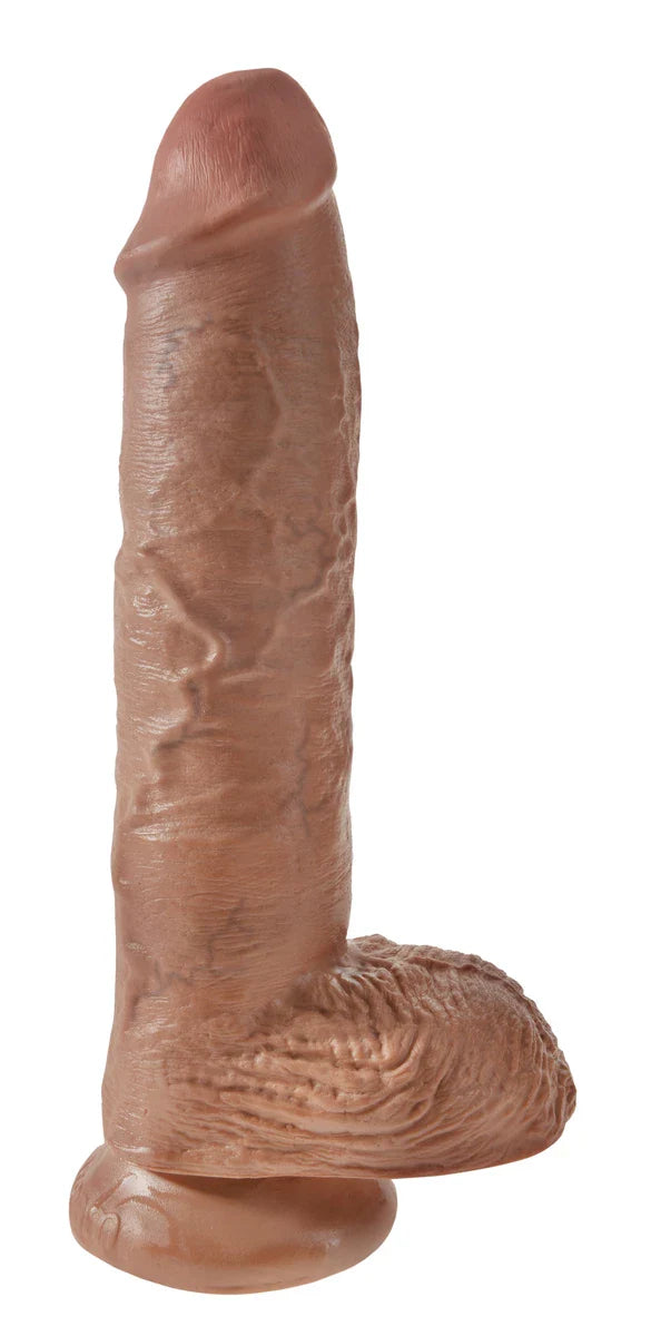 Pipedream-Vibrador realista com testículos de 25 cm-Castanho