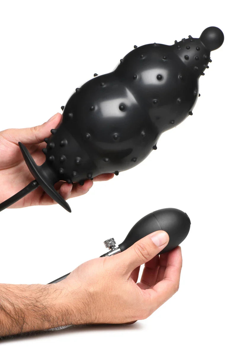 Plugue Anal Inflável Com Nervuras-Preto