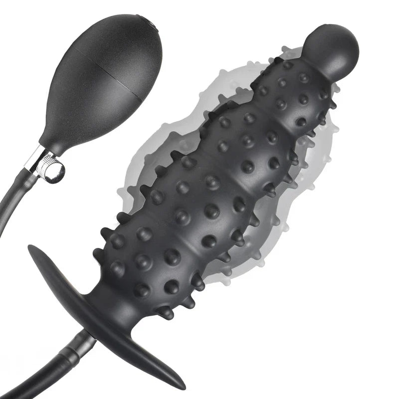 Plugue Anal Inflável Com Nervuras-Preto