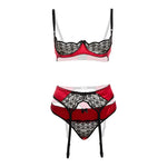 Conjunto de sujetador de 3 piezas Gush-Rojo