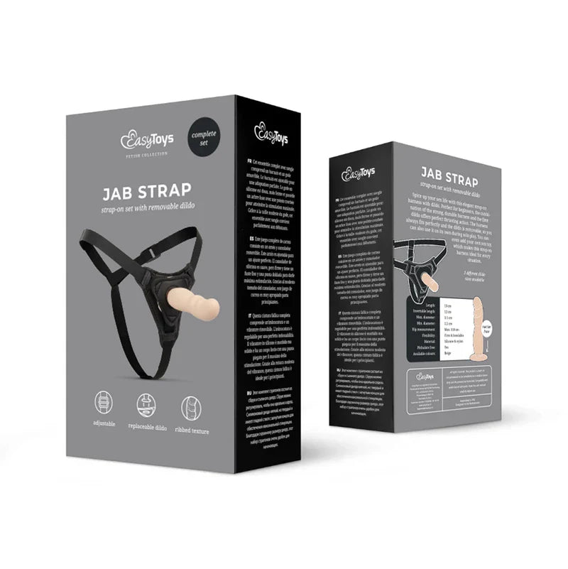EasyToys-Dildo Com alça e arnês-Preto / Bege